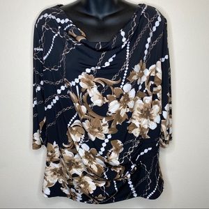 Laura Petites Blouse Black Pearls and Gold Chain